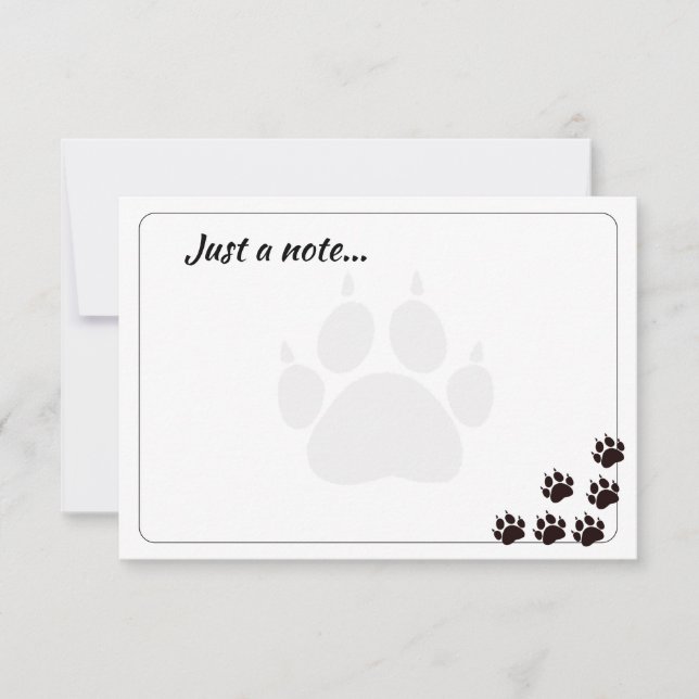 Cartão De Notas Black Cat Paw Prints Monogram Custom Just a Note  (Frente)