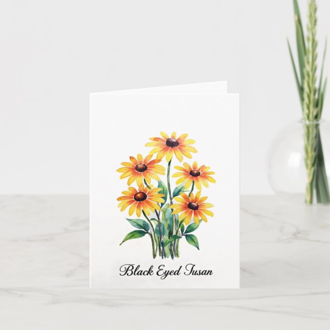 Cartão De Notas Black Eyed Susan Floral Blank Note Card (Frente)