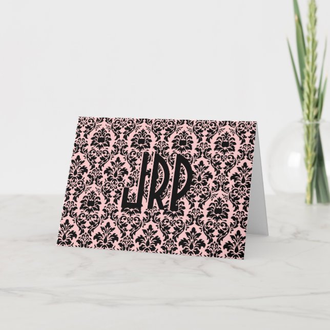 Cartão De Notas Black Monogrammed Damask (Frente)