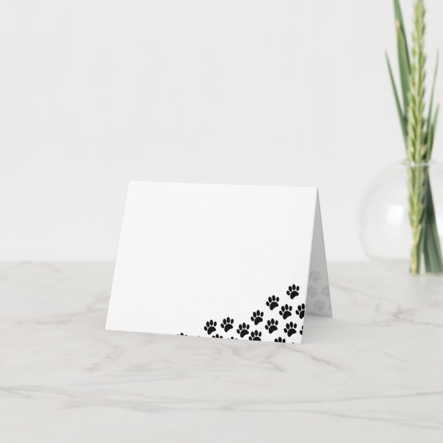 Cartão De Notas Black Puppy Paw Prints  (Frente)