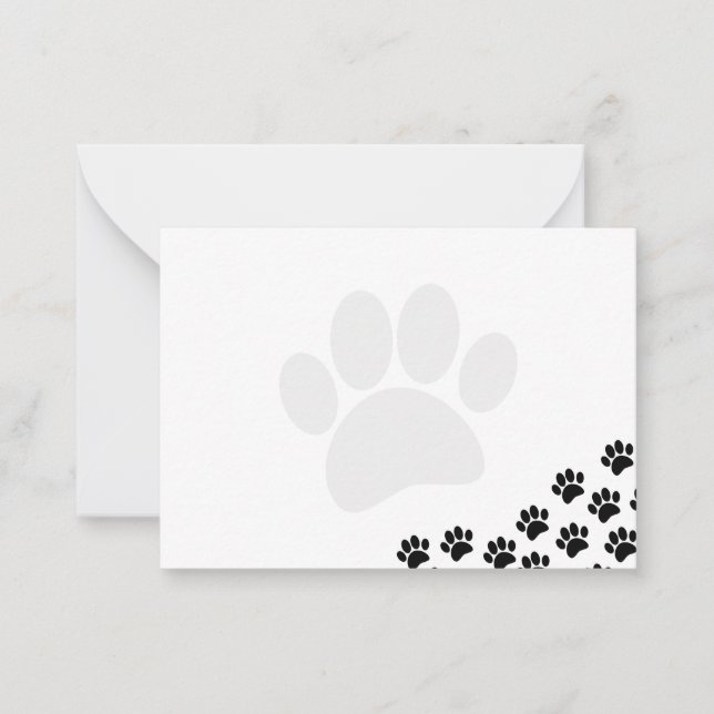 Cartão De Notas Black Puppy Paw Prints Canine (Frente)