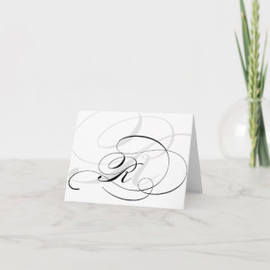 Cartão De Notas Black & White Calligraphy Initial R Monogram Cards