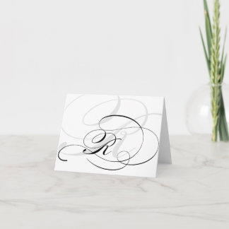 Cartão De Notas Black & White Calligraphy Initial R Monogram Cards