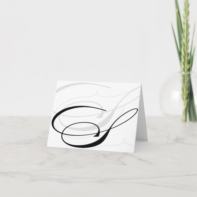 Cartão De Notas Black &amp; White Calligraphy Initial S Monogram Cards (Frente)