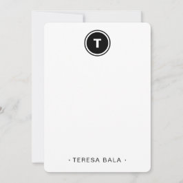 Cartão De Notas Black White | Minimal Modern Round Monogram