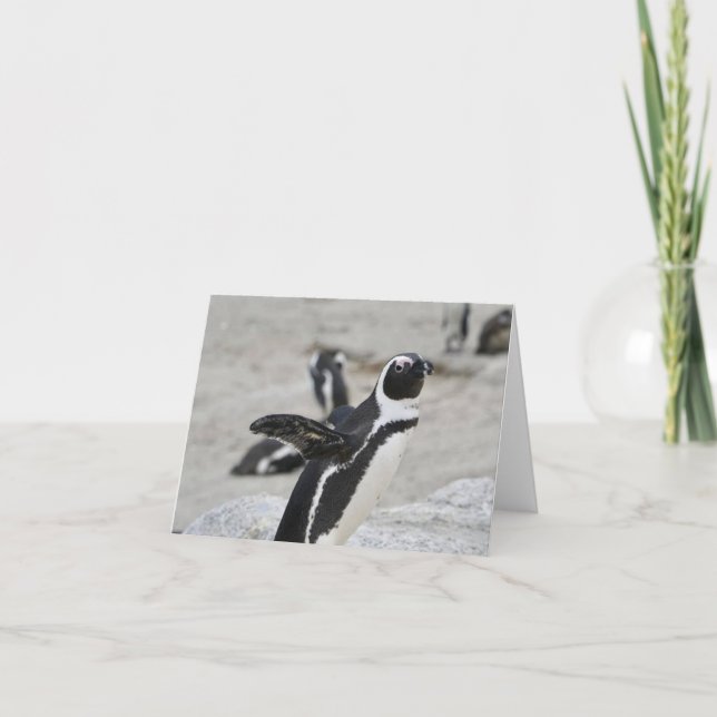 Cartão De Notas Blank Note Card - Flapping Penguin (Frente)