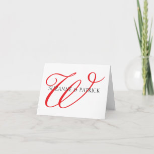 Cartão De Notas Bloco W Monograma Notecard (Vermelho / Preto)