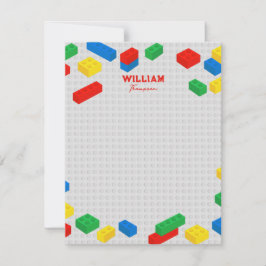 Cartão De Notas Blocos de Construção de Tijolos Coloridos Fofos pa