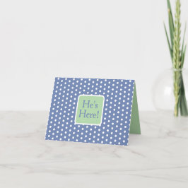 Cartão De Notas Blue and White Polka Dots With Green Monogram