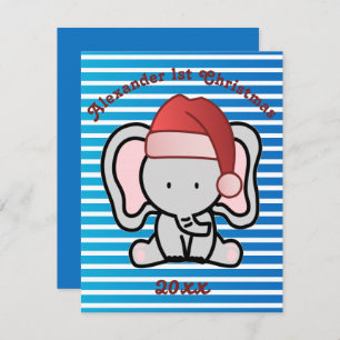 Cartão De Notas Blue Custom Baby Boy Name Primeiro Natal 2022