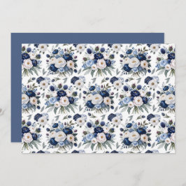Cartão De Notas Blue Floral Botanical Note Card