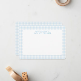 Cartão De Notas Blue Gingham Personalizado