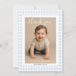 Cartão De Notas Blue Gingham Teddy Bear Neutral Baby Shower