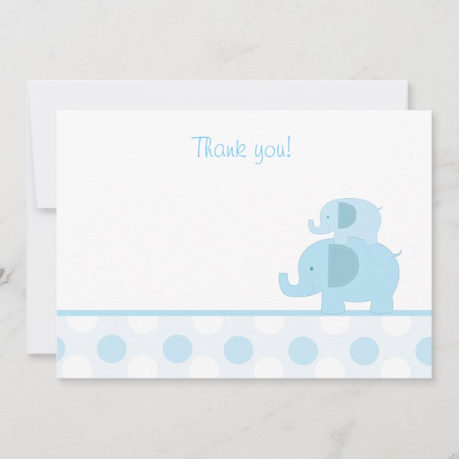 Cartão De Notas Blue Mod Elephant Flat Obrigado (Frente)