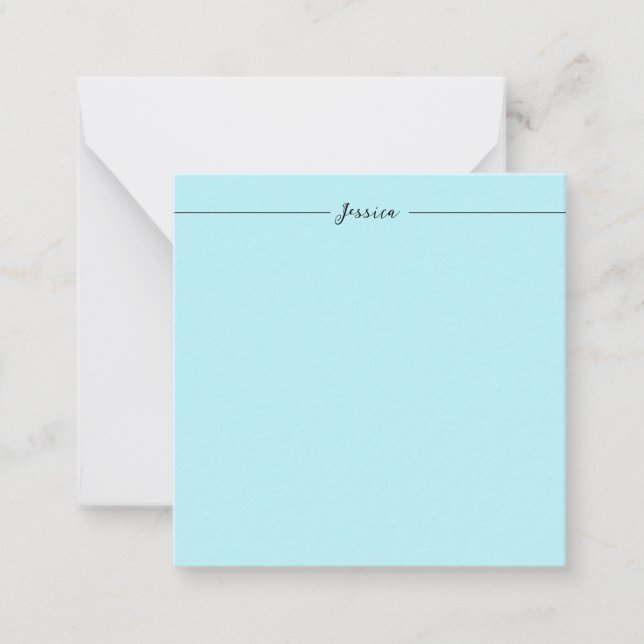 Cartão De Notas Blue Modern Elegant Plain Simple Professional Name (Frente)