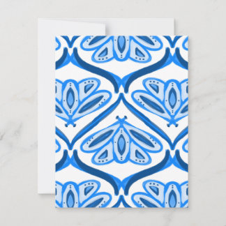 Cartão De Notas Blue Moth Butterfly Watercolor Looks White Pretty 