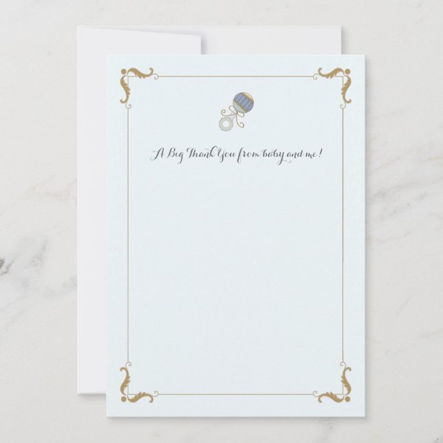 Cartão De Notas Blue Rattle Obrigado Notecard (Frente)