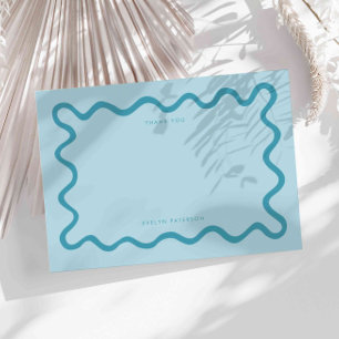 Cartão De Notas Blue Squiggly Wavy Line Obrigado