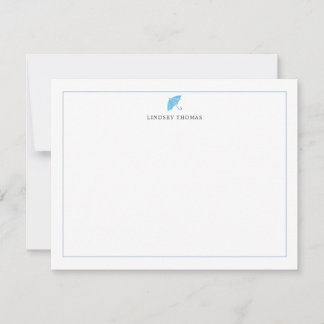 Cartão De Notas Blue Umbrella Border Personalized Stationery