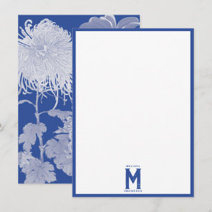 Cartão De Notas Blue White Vintage Chinoiserie Floral Monograma