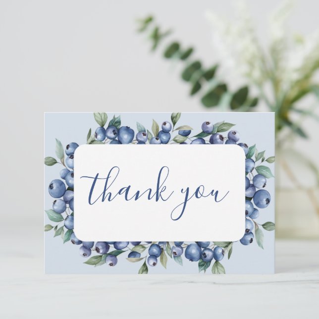 Cartão De Notas Blueberry Baby Shower Thank You (Em pé/Frente)
