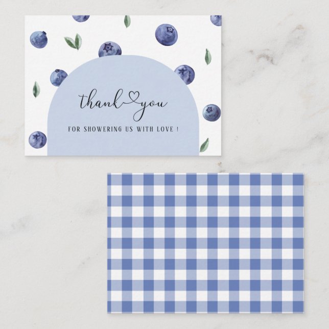 Cartão De Notas Blueberry One Birthday Boy Obrigado Chá de fraldas (Frente/Verso)