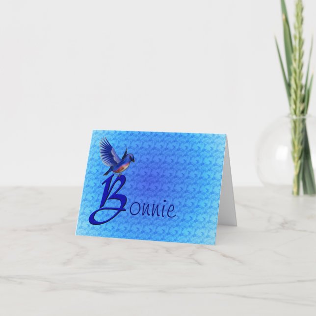Cartão De Notas Bluebird Monogram Initial B Personalized (Frente)