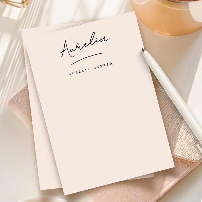Cartão De Notas Blush de Papel de Carta Personalizado de Assinatur (Criador carregado)