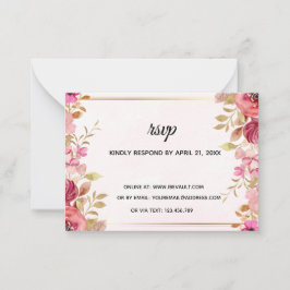 Cartão De Notas Blush Floral Online Wedding RSVP Card