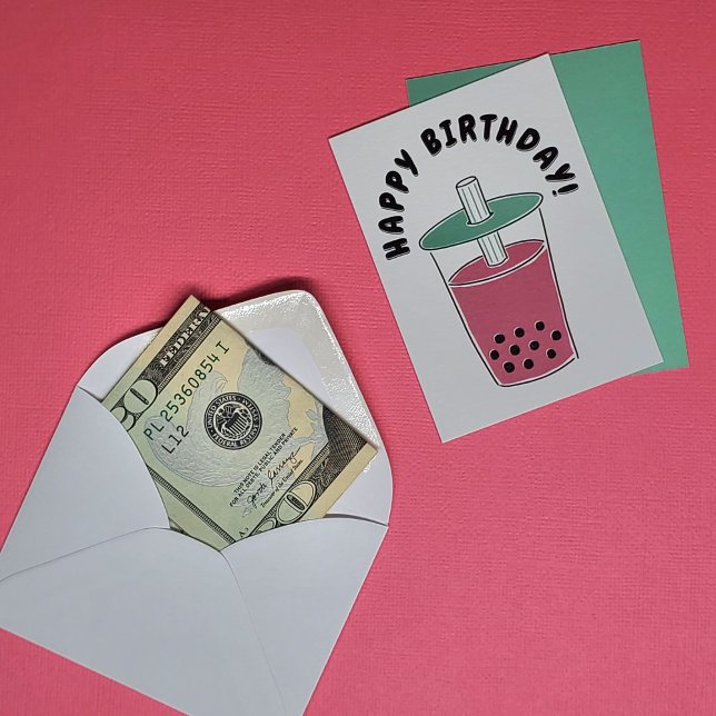 Cartão De Notas Boba Tea Gift Card / Cash Holer "Feliz Aniversário (Criador carregado)