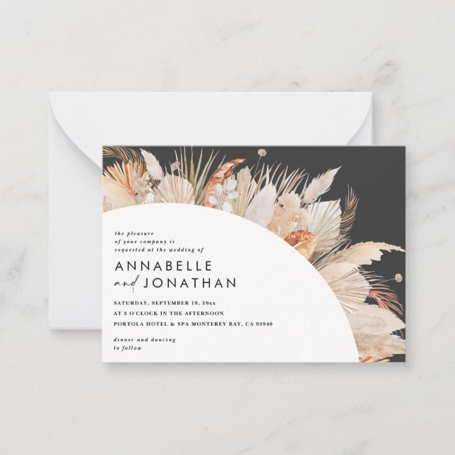 Cartão De Notas boêmia do orçamento terracotta pampas casamento de (Frente)