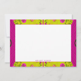 Cartão De Notas Bohemian Chintz Ilustração de Mostarda Fuchsia Nom