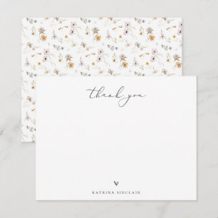 Cartão De Notas Boho Chic Wildflower Obrigado