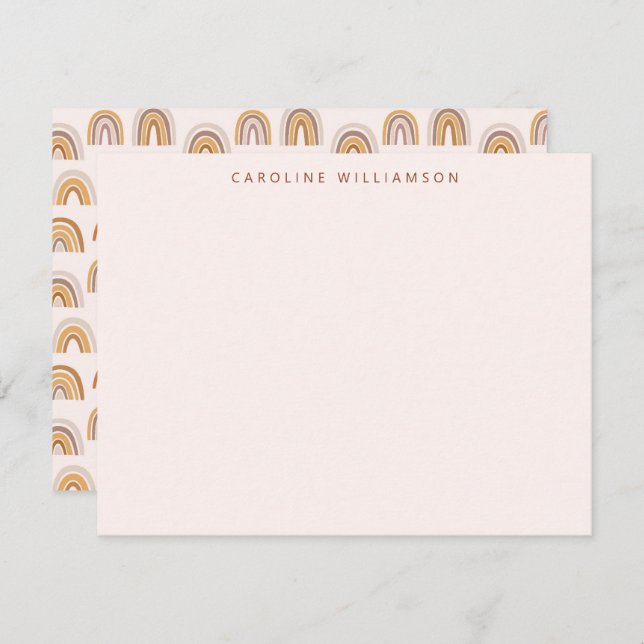 Cartão De Notas Boho Desert Rainbow Blush Personaliza Stationery (Frente/Verso)
