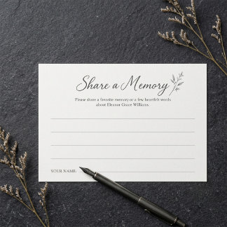 Cartão De Notas Boho Minimalista Compartilhe uma Memória Funeral M