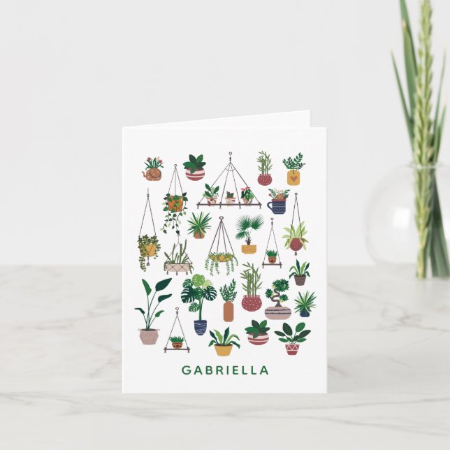 Cartão De Notas Boho Plant Lady Illustration Art Personalized (Frente)