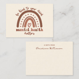 Cartão De Notas Boho Rainbow Mental Health Seja gentil Com Sua Men