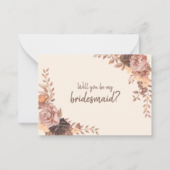Cartão De Notas Boho Rosa Bridesmaid Proposta (Verso)