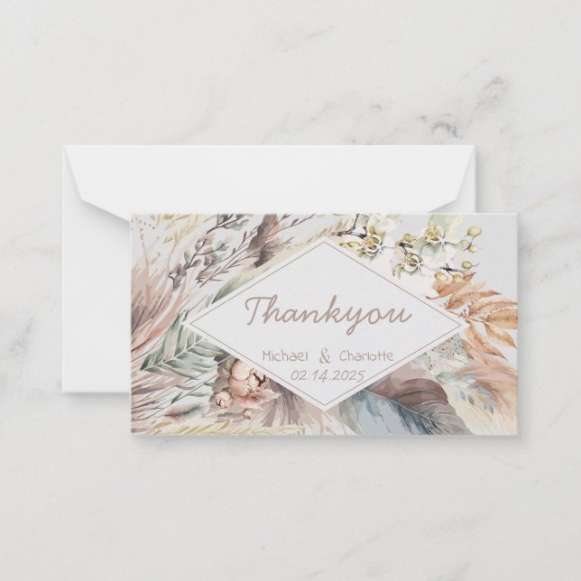 Cartão De Notas Boho Style Obrigado (Frente)