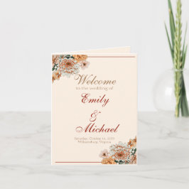 Cartão De Notas Boho Terracotta Lush Fall Floral Wedment Program