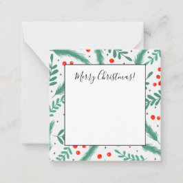 Cartão De Notas Boias de Natal Evergreen e Holly Berries