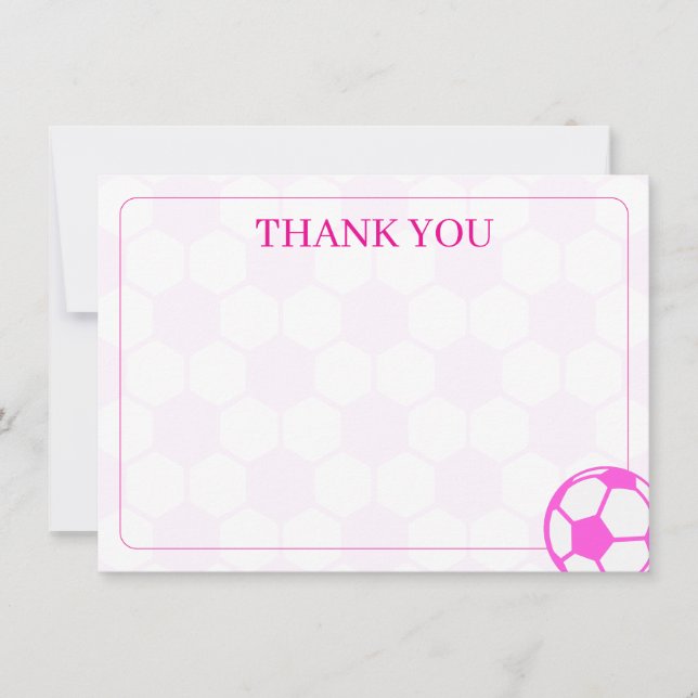 Cartão De Notas Bolas de Futebol Rosa e Branco em Branco (Frente)