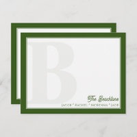 Bold Monograma Forest Green Family Stationery
