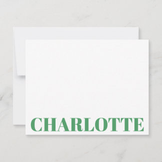 Cartão De Notas Bold Typografia Personalizada Kelly Green Name