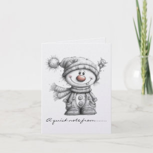 Cartão De Notas Boneco de Neve Preto e Branco 