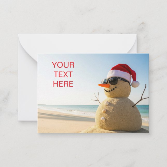 Cartão De Notas Boneco de neve tropical de Natal (Frente)