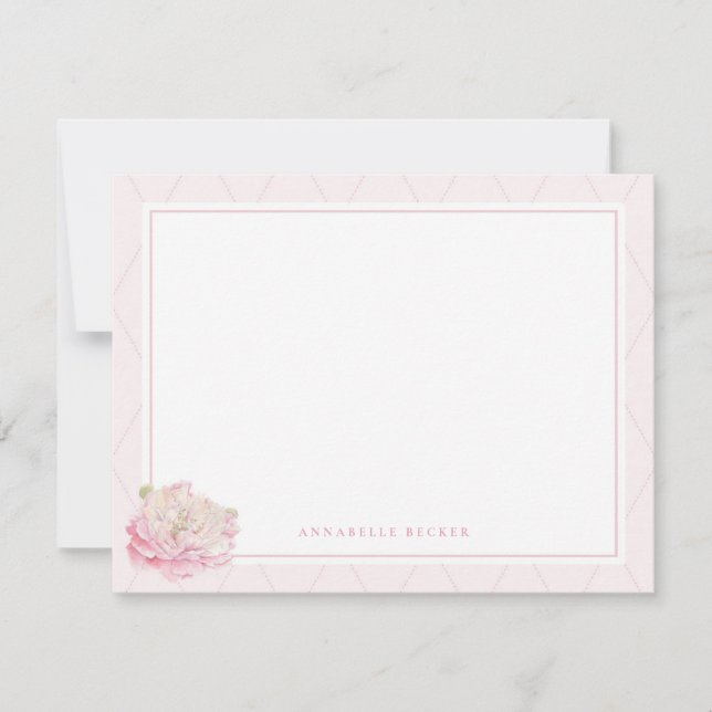 Cartão De Notas Bonito Peony Personalizado Stationery (Frente)