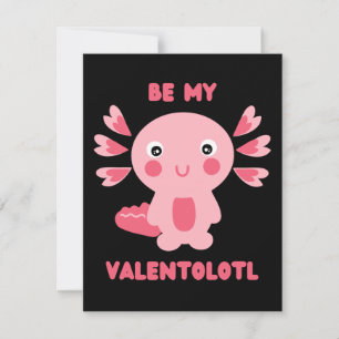 Cartão De Notas Bonito, rosa, kawaii axolotl perguntando: seja meu
