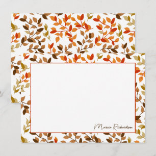 Cartão De Notas Bonito Script Moderno Florais do outono Personaliz