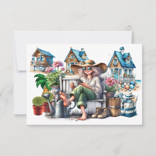 Cartão De Notas Bonito senhora Mais velho - Veja De Volta! (Frente)